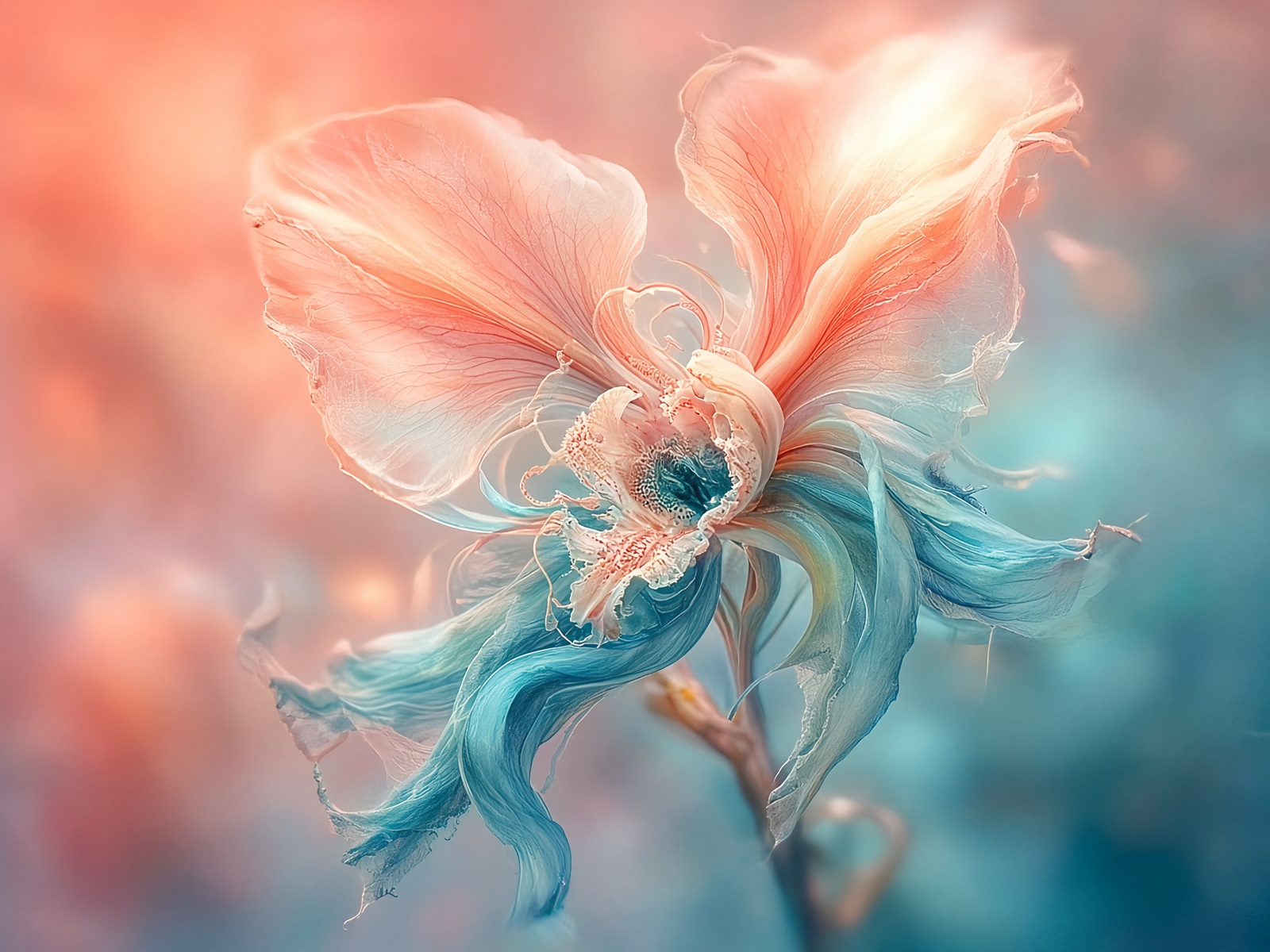 Dreamlike hybrid orchid in coral and teal, used as the visual for AI readiness assessments